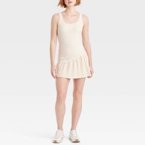 JoyLab Cream Athletic Pleated One Piece, Size M, NWOT